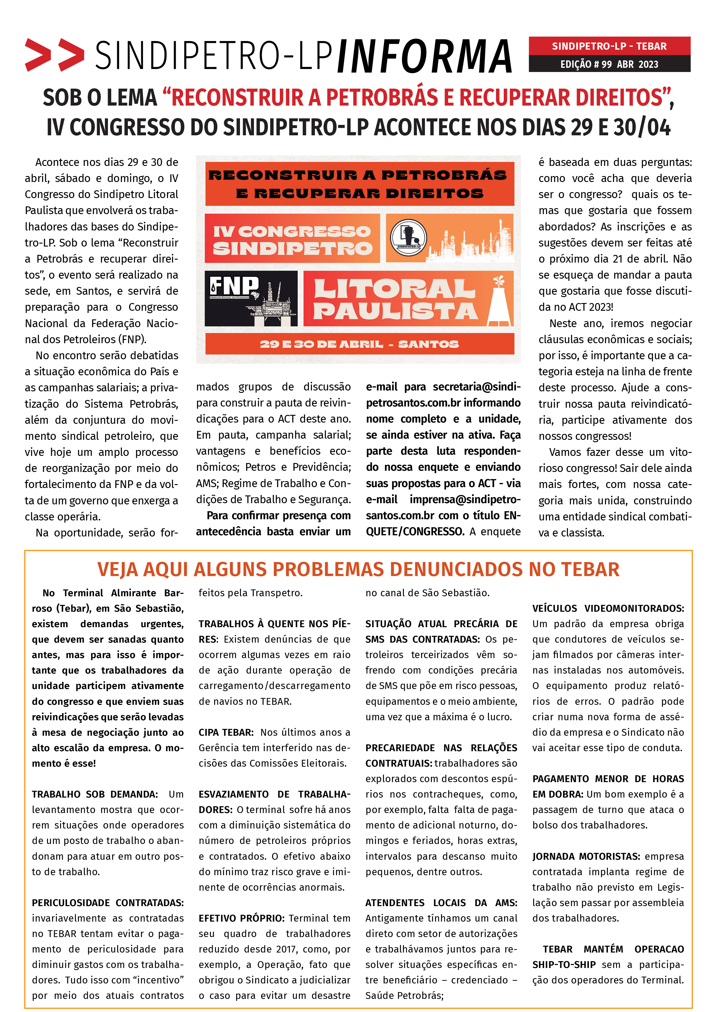 Boletim Sindipetro Informa n° 99 - Tebar