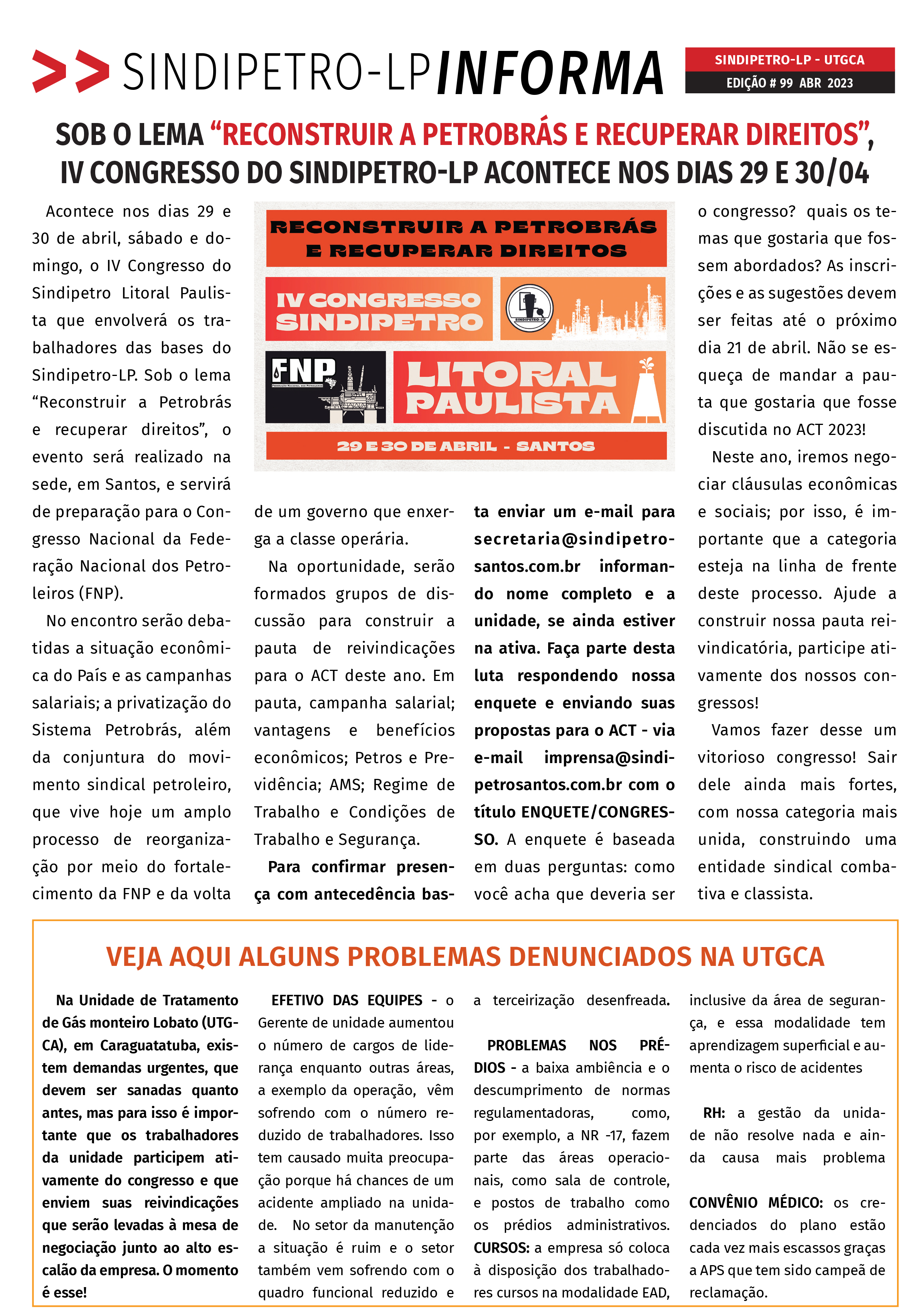 Boletim Sindipetro Informa n° 99 - UTGCA