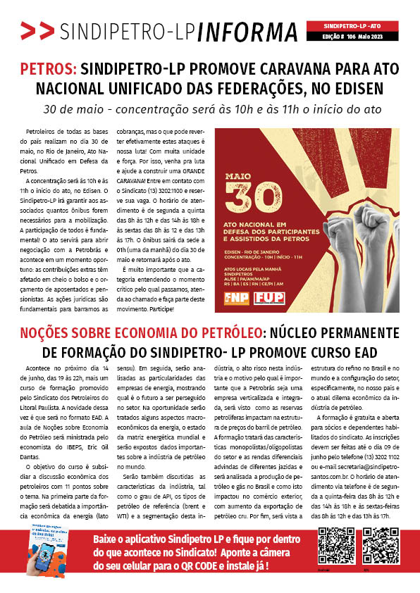 Boletim Sindipetro Informa n° 106 - Ato Petros