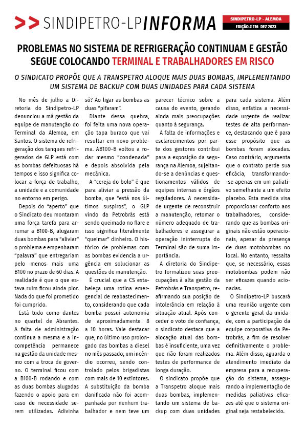 Boletim Sindipetro Informa n° 116 - Especial Alemoa