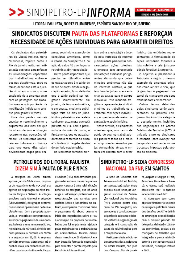 Boletim Sindipetro Informa n 179 - Plataformas