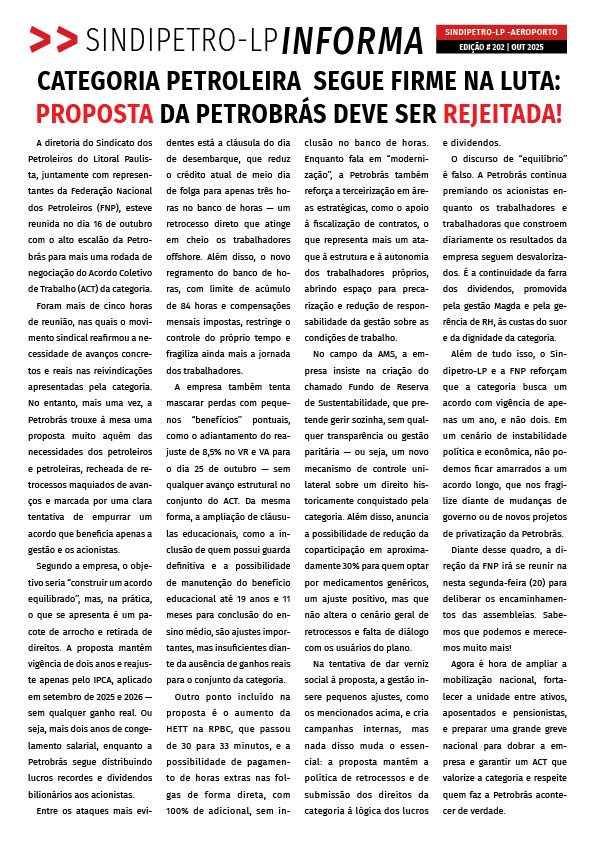 Boletim Sindipetro Informa nº 202 - Aeroporto