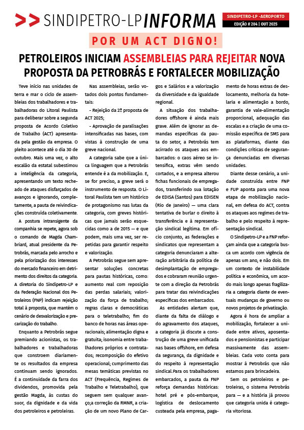 Boletim Sindipetro Informa n 204 - Aeroporto