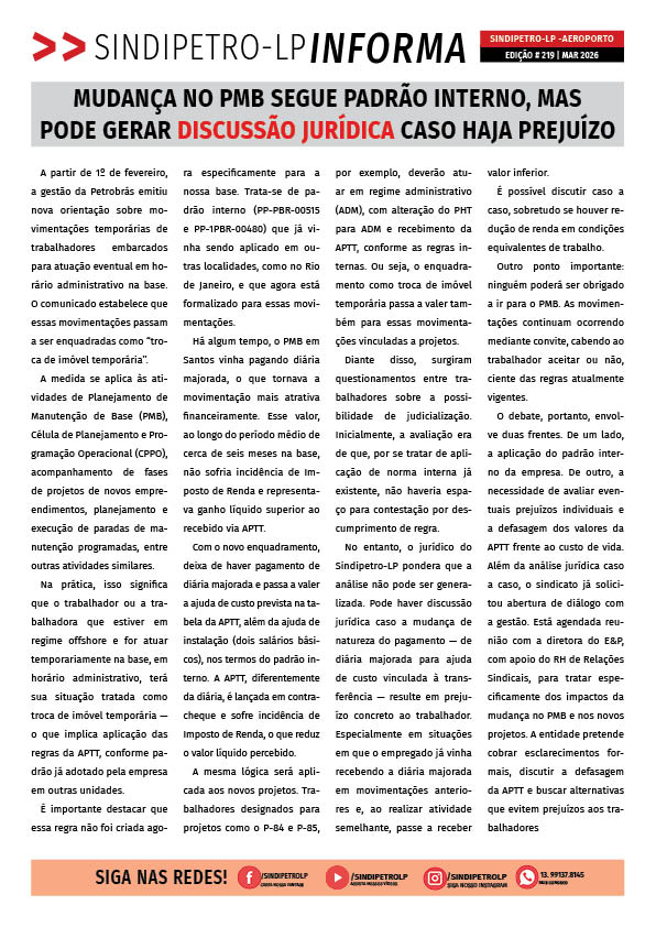 Boletim Sindipetro Informa nº 219 - Aeroporto