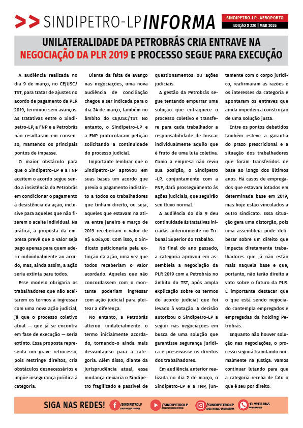 Boletim Sindipetro Informa nº 220 - Aeroporto