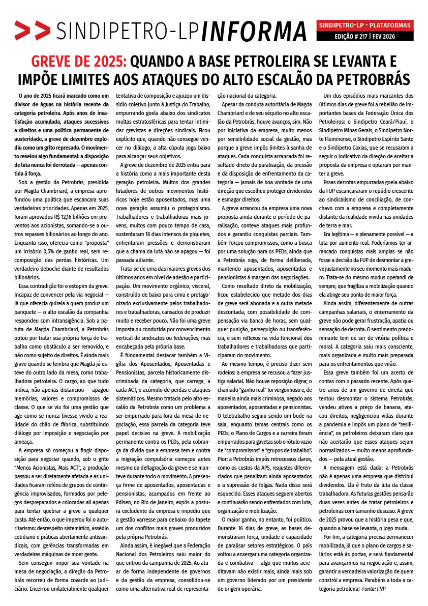 Boletim Sindipetro Informa nº 217 - Aeroporto