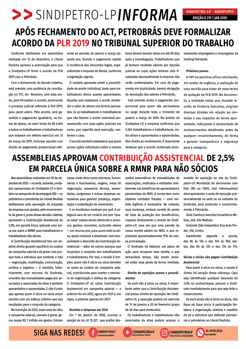 Boletim Sindipetro Informa nº 215 - Aeroporto