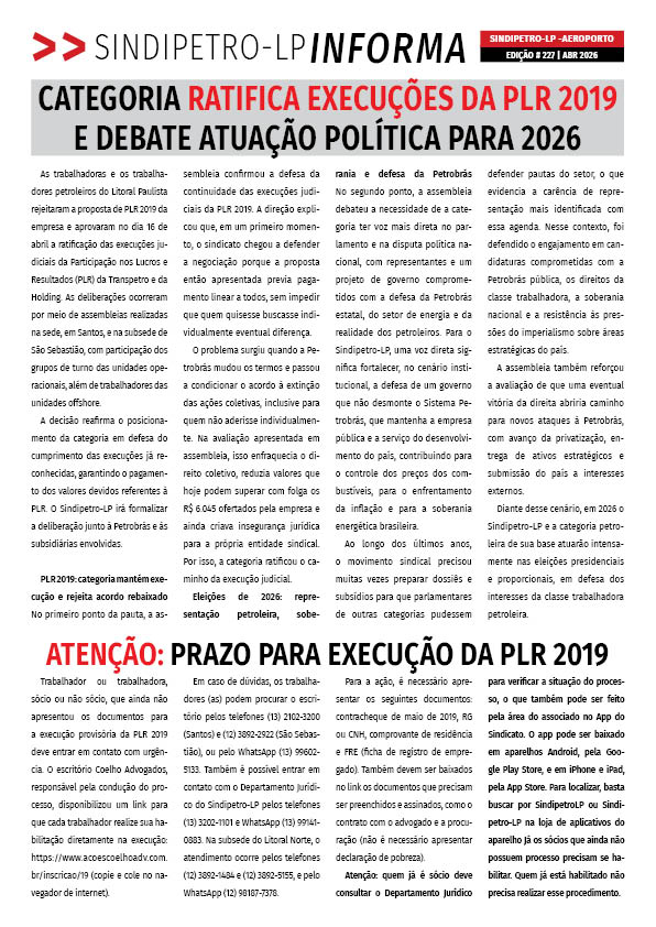 Boletim Sindipetro Informa nº 227 - Aeroporto