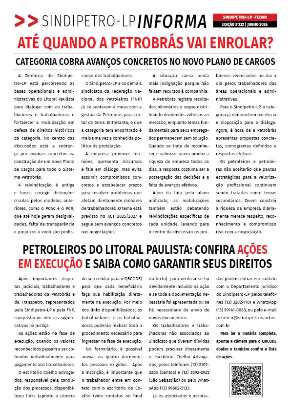 Boletim Sindipetro Informa nº 232 - Tebar