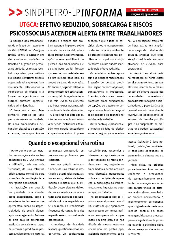 Boletim Sindipetro Informa nº 237 - UTGCA