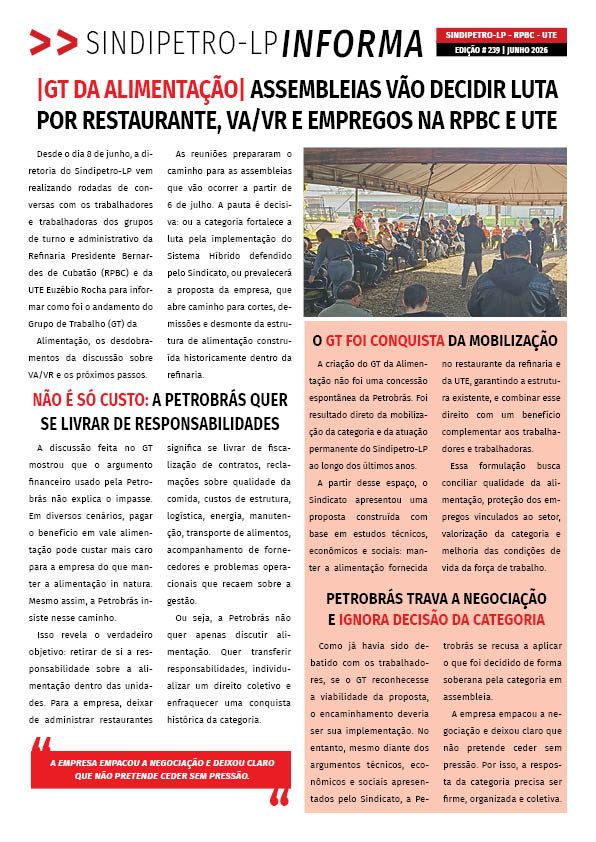 Boletim Sindipetro Informa nº 239 - RPBC