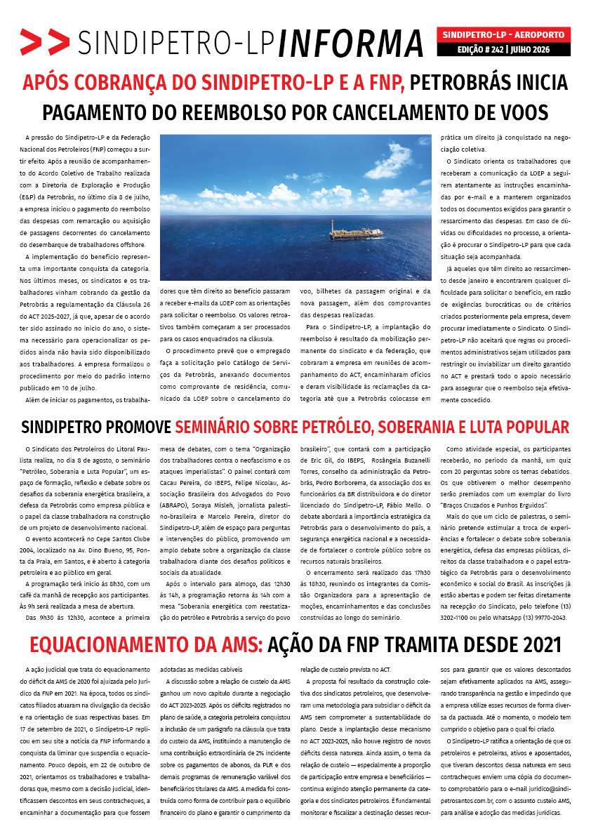 Boletim Sindipetro Informa n� 242 - Aeroporto