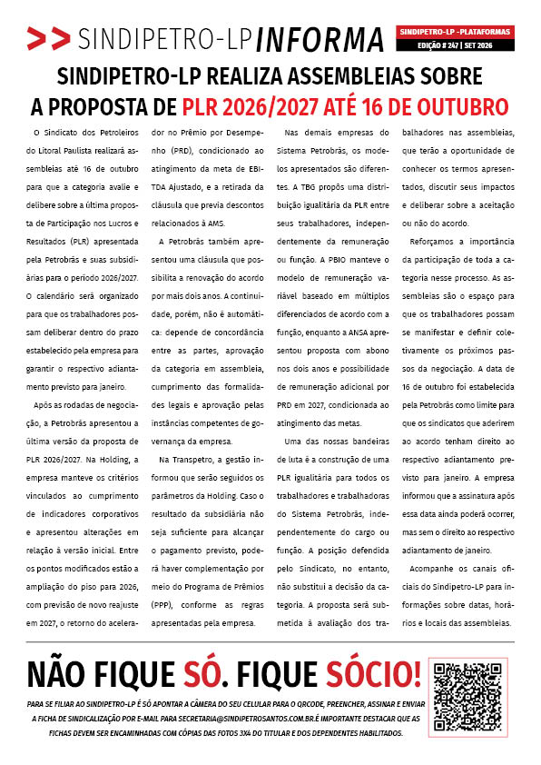 Boletim Sindipetro Informa nº 247 - Plataformas