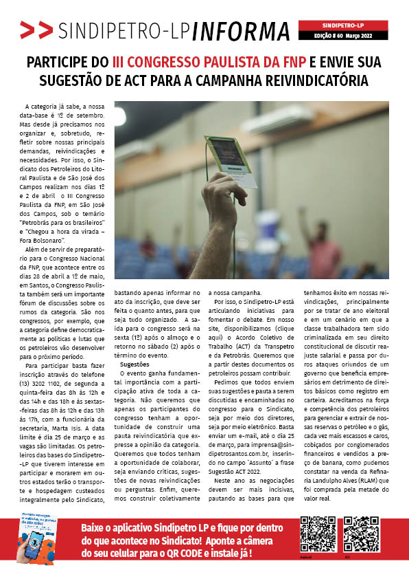 Boletim Sindipetro Informa - nª 60 - Congresso