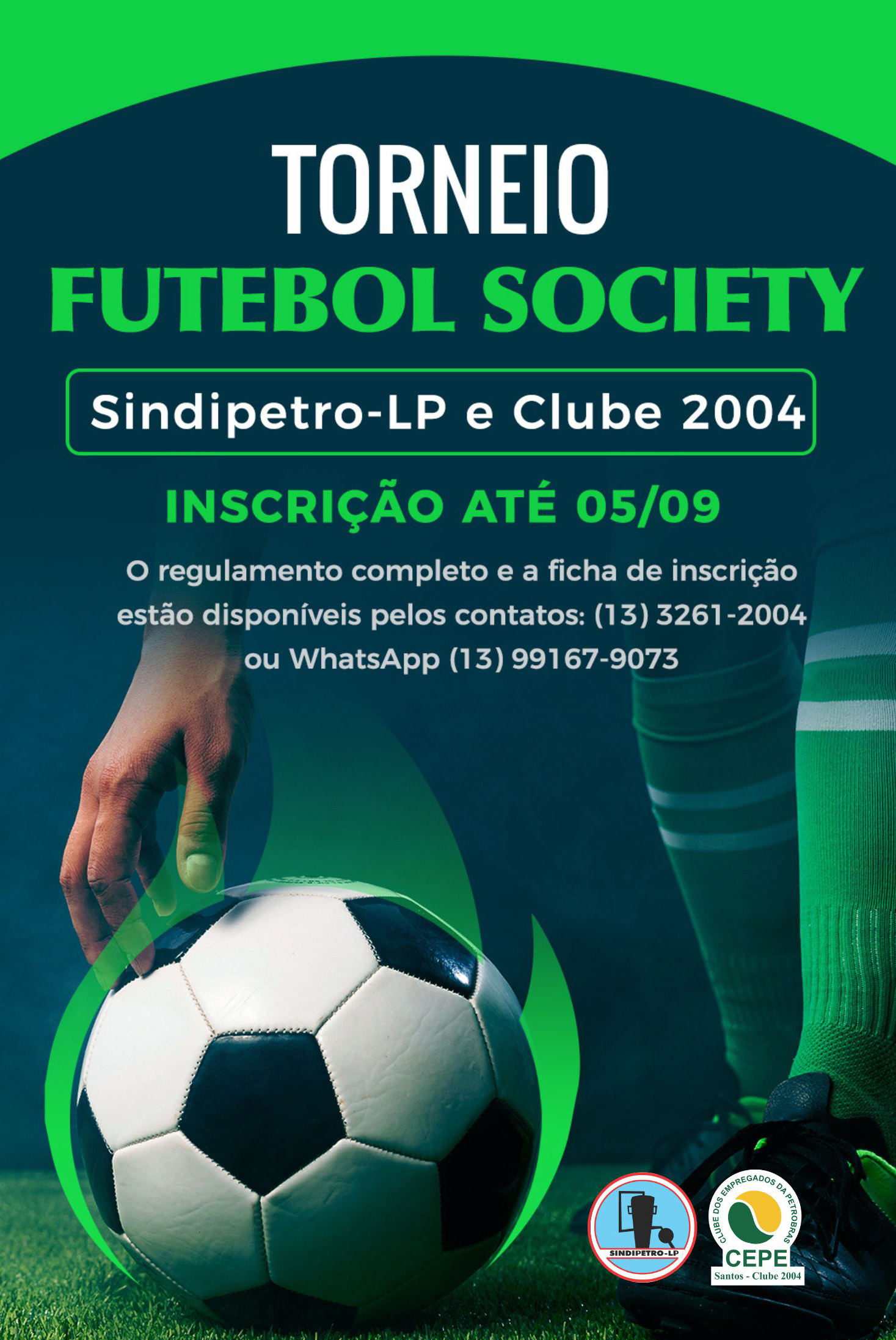 Chama o time e vem pro jogo: participe do Torneio de Futebol Society do Sindipetro-LP e Cepe Santos Clube 2004