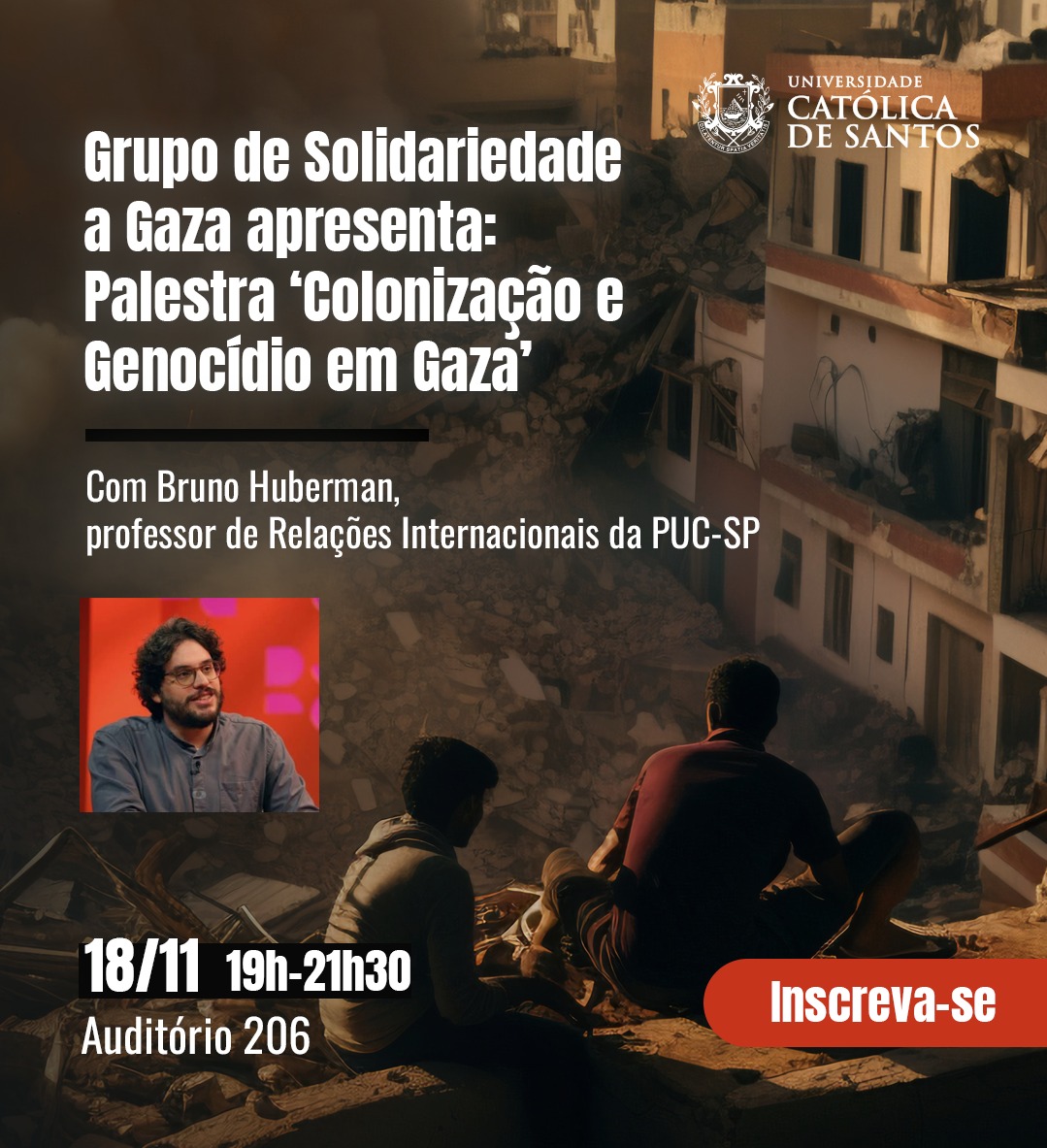 Universidade Catlica de Santos promove ciclo de palestras sobre Gaza com especialistas e ativistas palestinos