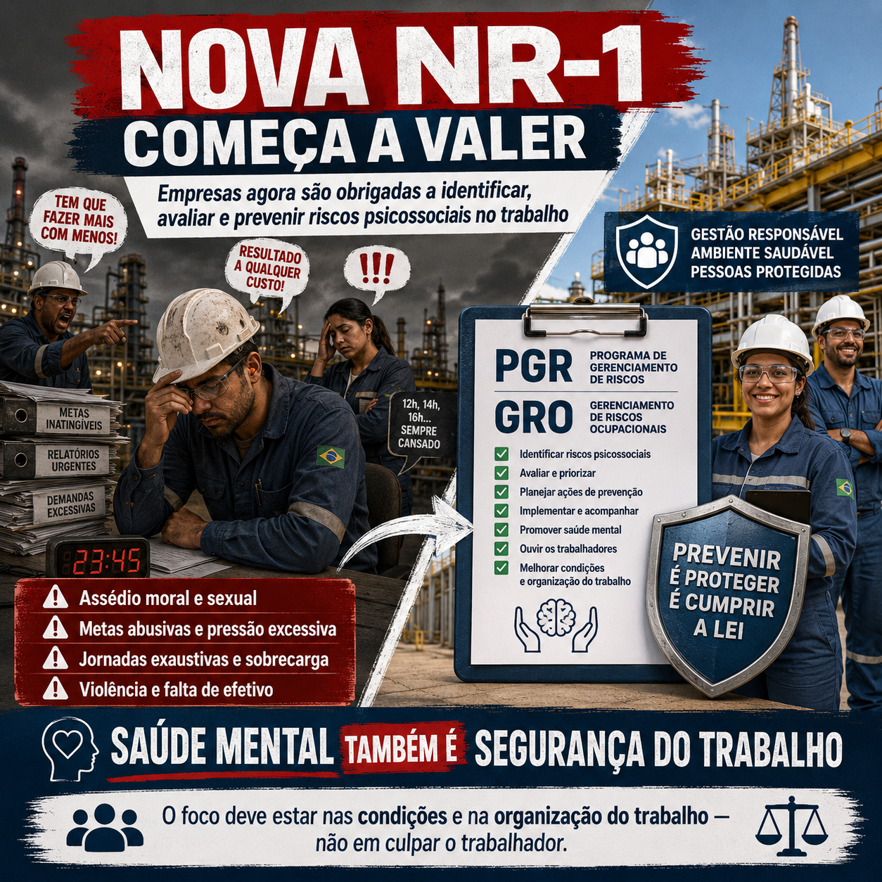 Nova NR-1 come�a a valer e obriga empresas a enfrentar riscos psicossociais no trabalho