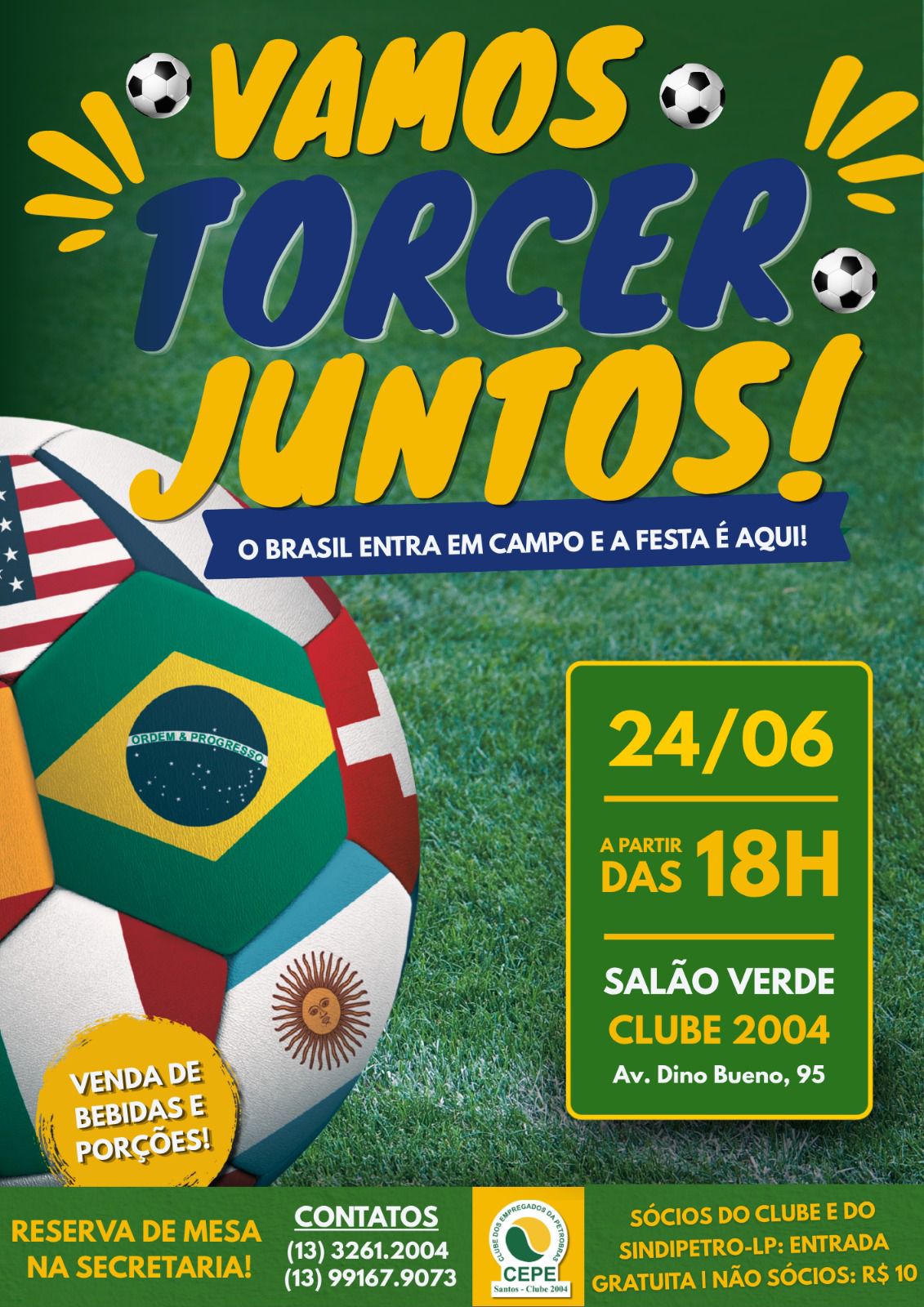 BRASIL X ESC�CIA: Clube 2004 Santos e SINDIPETRO-LP CONVIDAM TORCIDA PARA ACOMPANHAR JOGO DA SELE��O