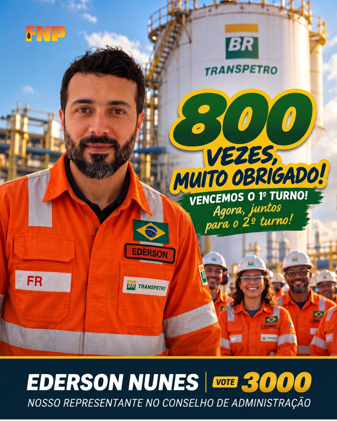 Ederson Nunes vence 1� turno para o CA da Transpetro e convoca categoria para a conquista do 2� turno