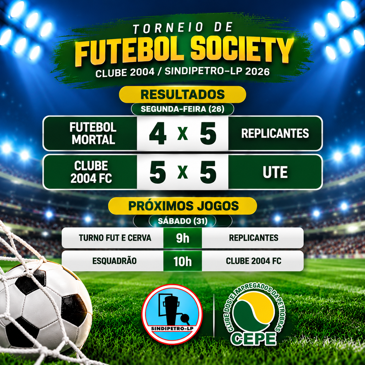 Torneio de Futebol Society tem jogos bem disputados, empate e vitória; confira os próximos confrontos