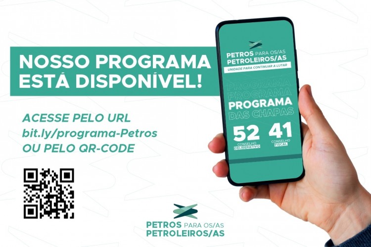 Chapa Petros para os/as petroleiros/as lana programa com propostas e compromissos