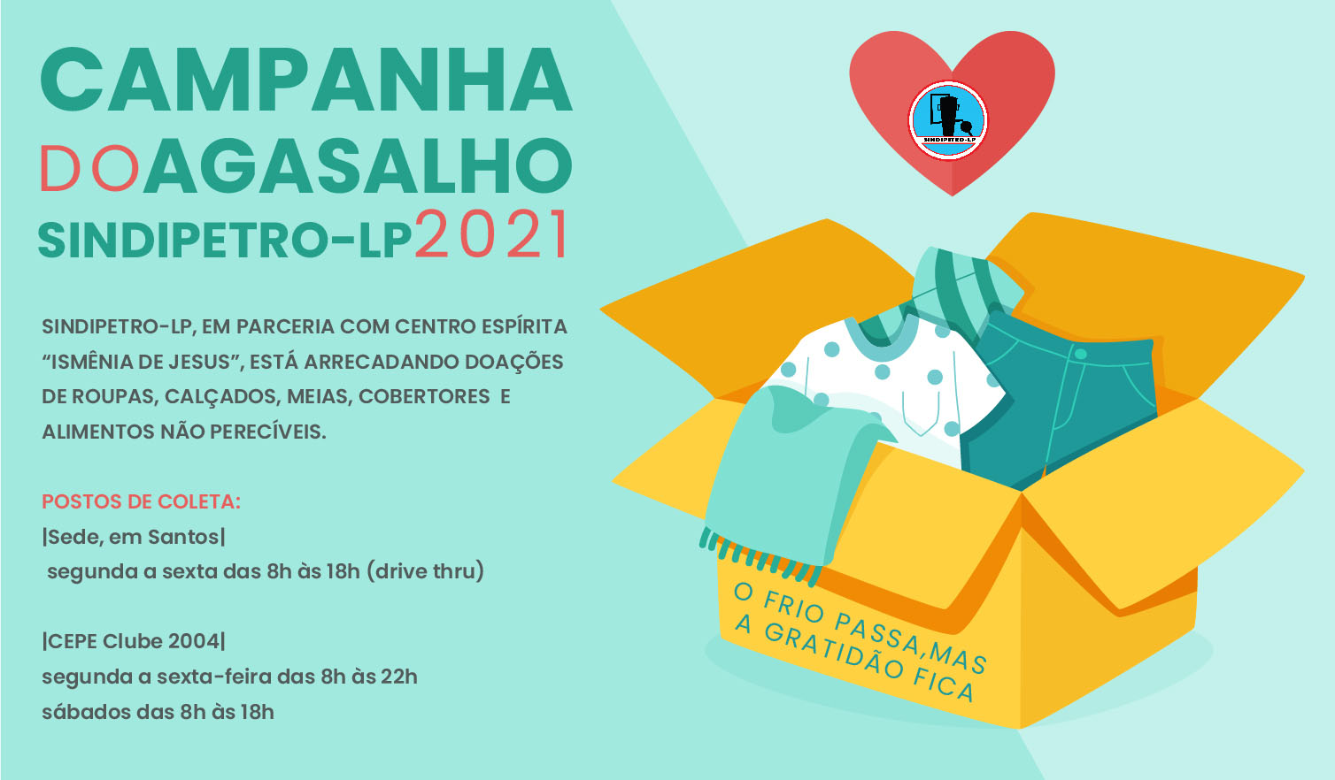 Para ampliar solidariedade, Sindipetro-LP promove a Campanha do Agasalho 2021