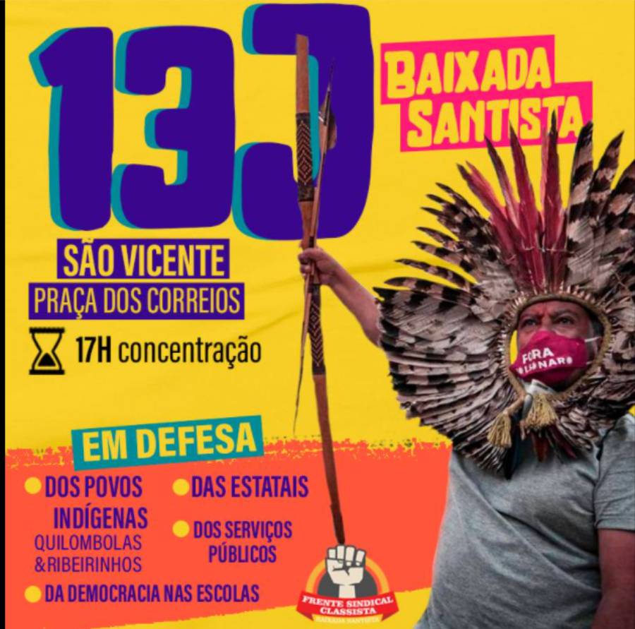Sindipetro-LP participa do 13J na Praa dos Correios, em So Vicente