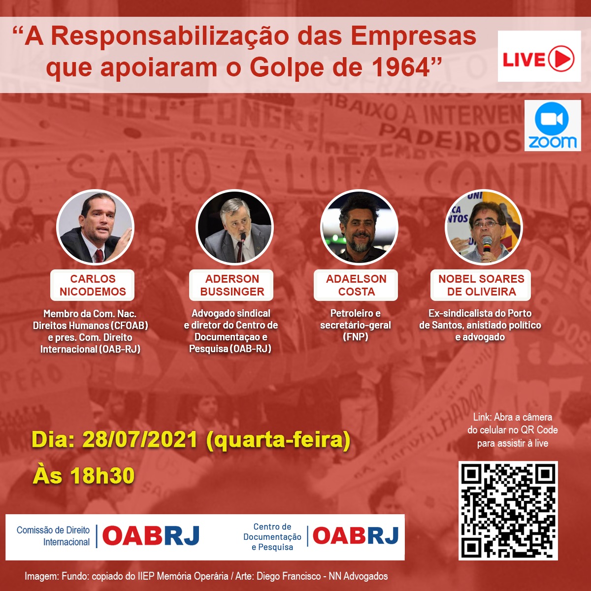 OAB-RJ promove live A responsabilizao das empresas que apoiaram o golpe de 1964
