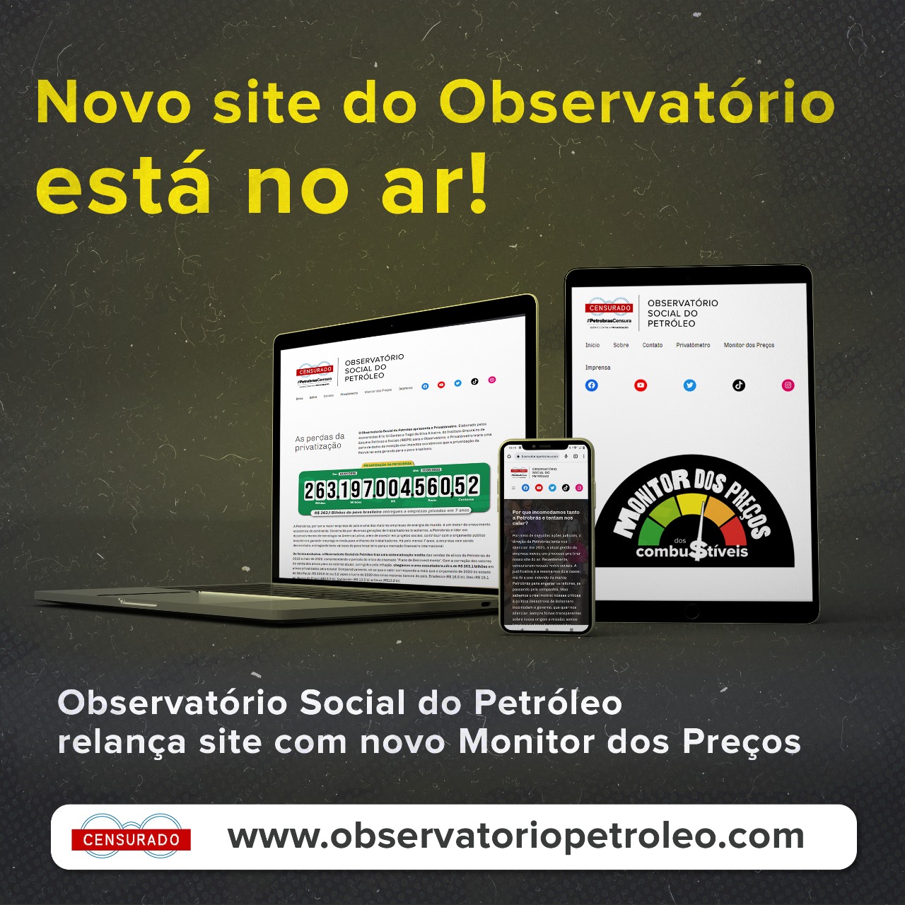 Após censura da gestão da Petrobrás, Observatório Social do Petróleo relança site com novidades