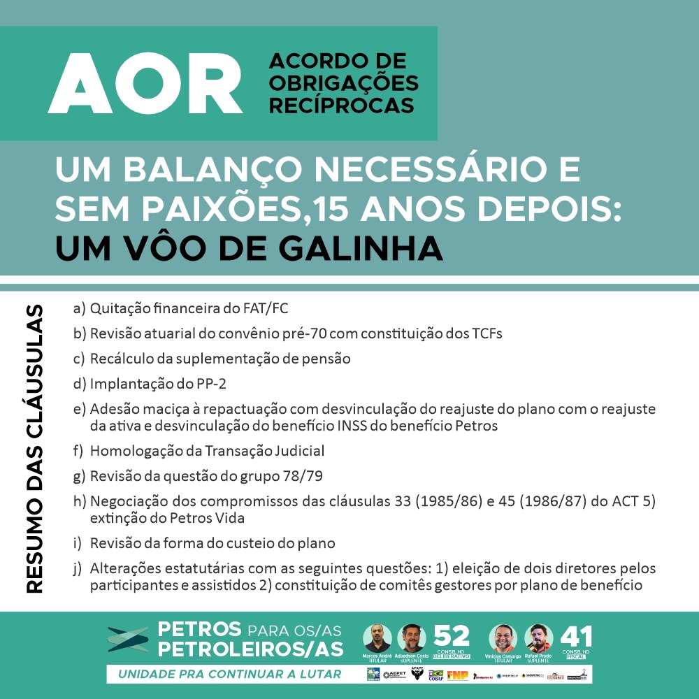 AOR, UM BALANO NECESSRIO E SEM PAIXES, 15 ANOS DEPOIS: UM VO DE GALINHA