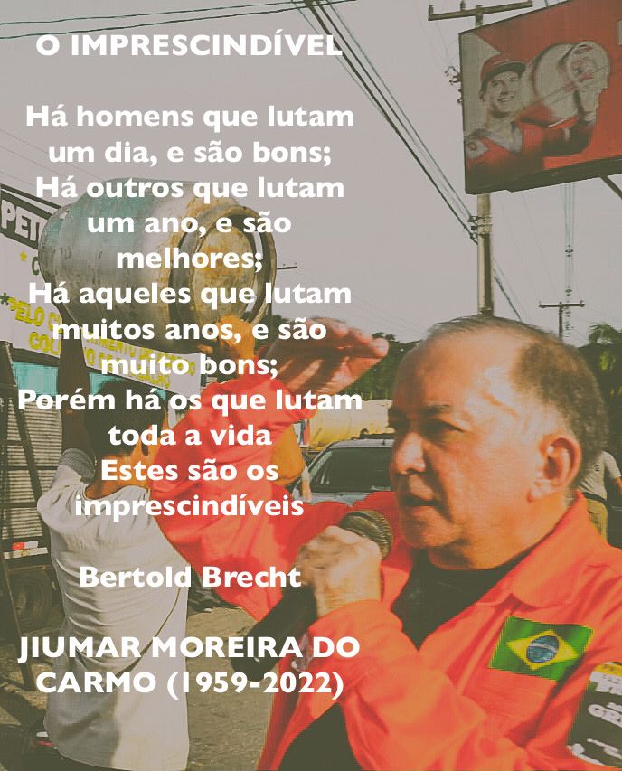 Sindipetro-LP lamenta morte de  Jiumar Moreira do Carmo, diretor da FNP e do Sindipetro-PA/AM/MA/AP